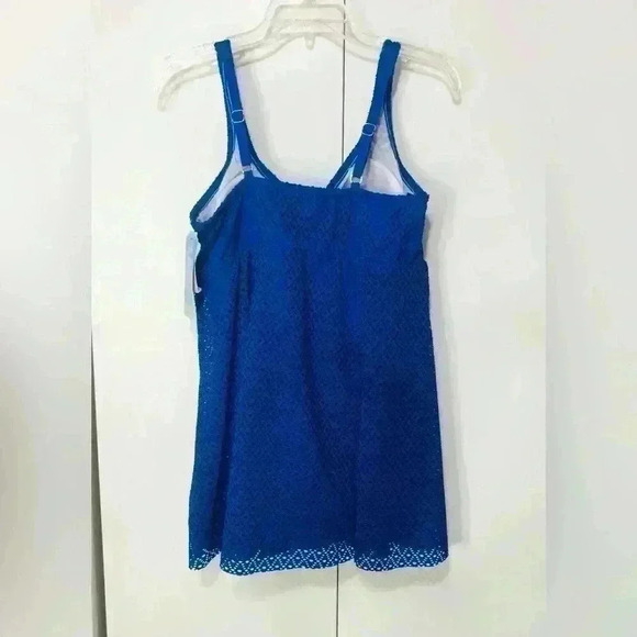 Swim Solutions Women Support One Piece Cobalt Blue Crochet Tummy Control size 18 - Picture 5 of 13